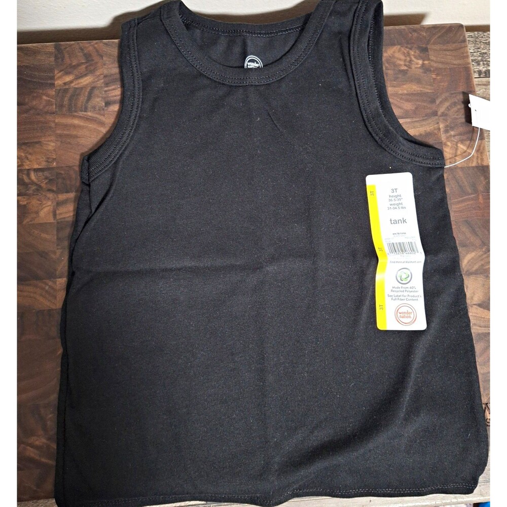 Wonder Nation 3T Black Solid Sleeveless Tank Top Crew Neck Pullover